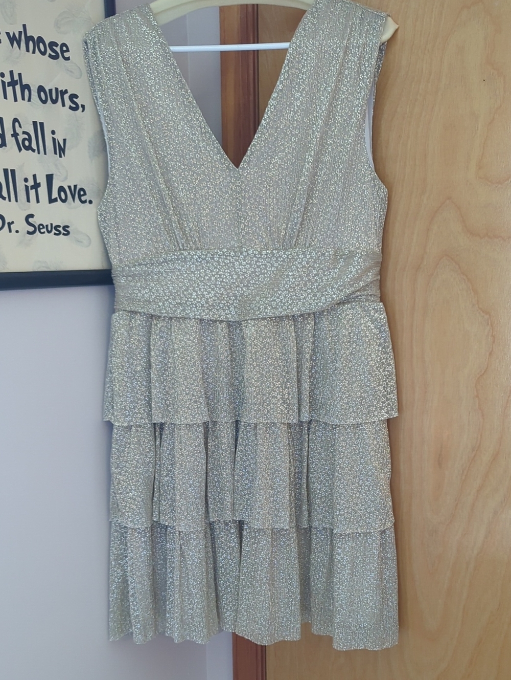 Lilly Pulitzer Gold Sparkle Tiered V-Neck Dress